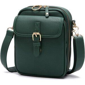 Vintage Crossbody Messenger Bag Small PU Leather Shoulder Bag with Card Slots